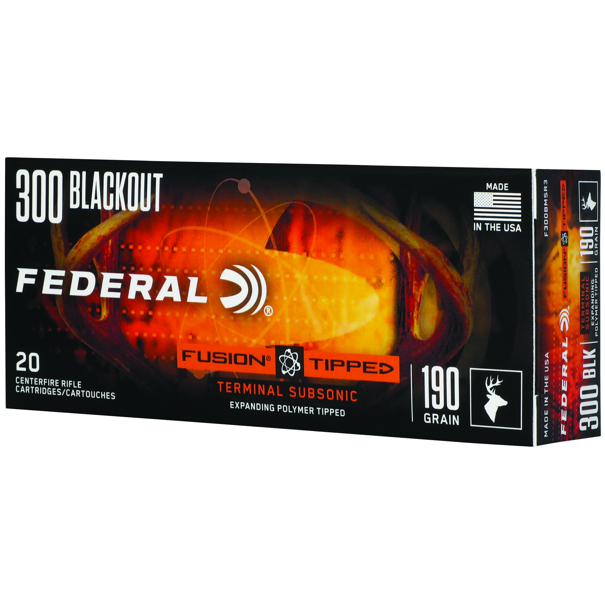 Federal F300BMSR3 Fusion 300 Blackout 190gr Bonded Soft Point Ammo 20rd