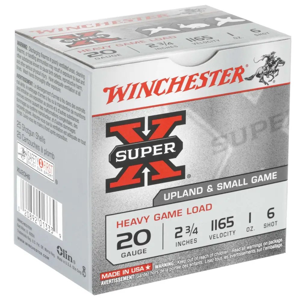 Winchester Super X Heavy Game Load 20 Gauge 2.75" 1 oz 1165 fps 6 Shot Ammo - Winchester - 20GA