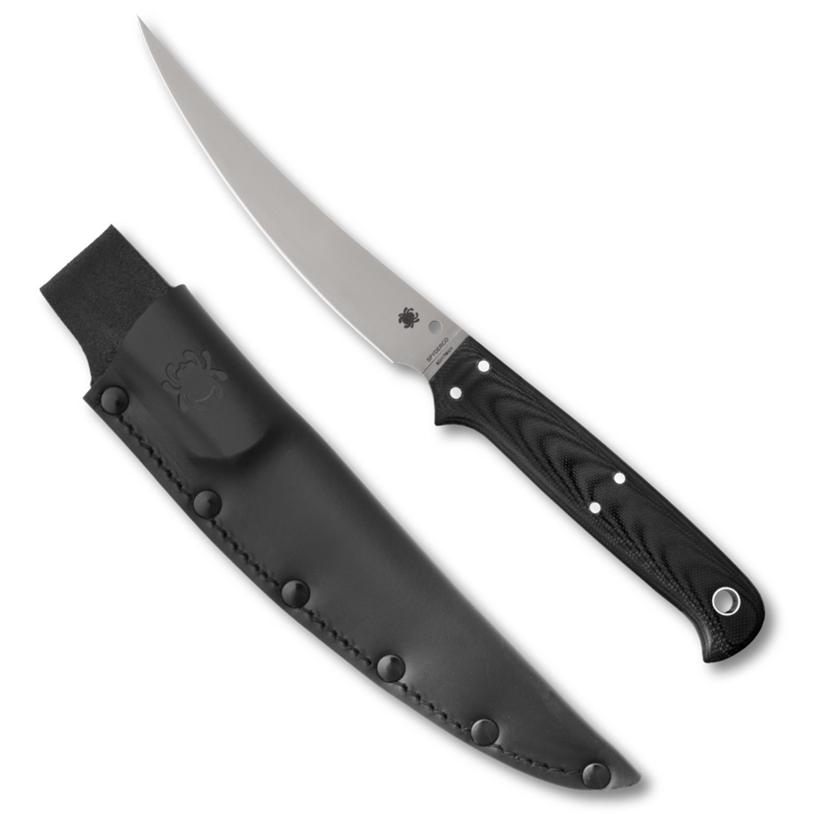 SPYDERCO SHELTER COVE 5.78" BLACK G10 SATIN BLADE G-10, 8Cr17MoV, Full-Flat-Grind, Fixed