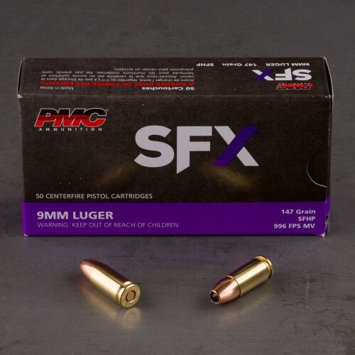 PMC SFX 9mm Ammo 147gr SFHP 50rd Box Brass Casing Non-Corrosive