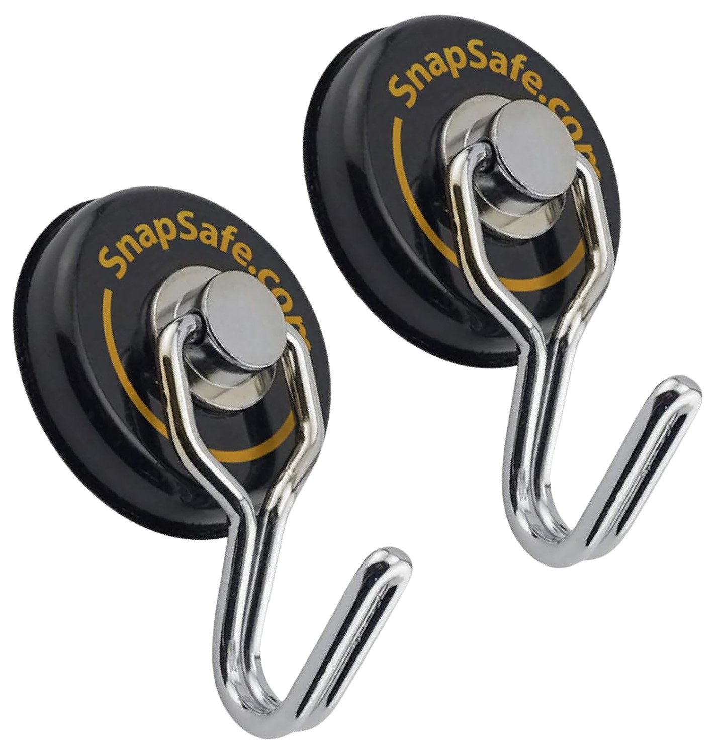 SnapSafe 75914 Magnetic Swivel Hooks 1.25" Rare Earth Magnet 2-Pack - SnapSafe - BLACK