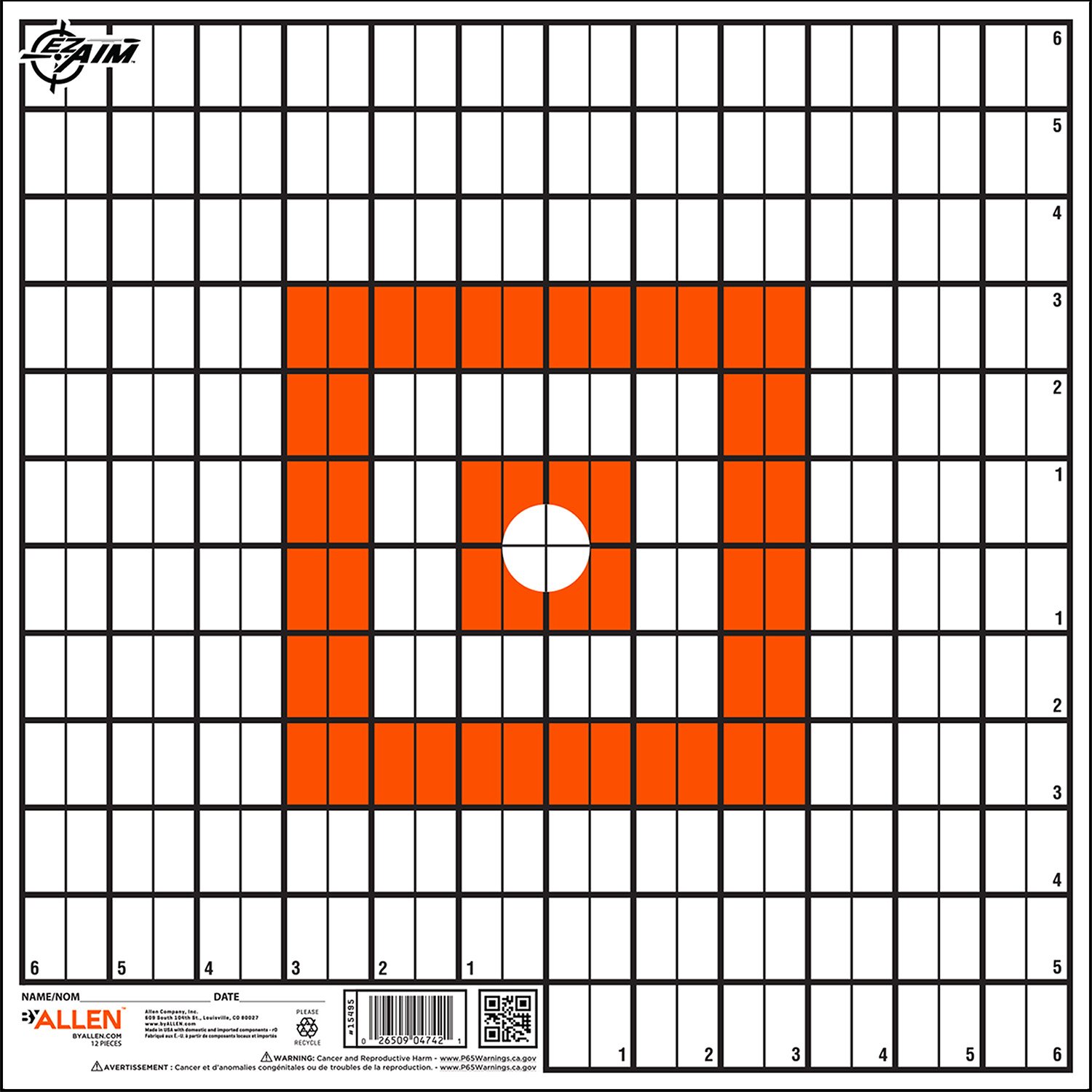 Allen EZ AIM Paper Grid Target 12x12 12 Pack - Allen Company