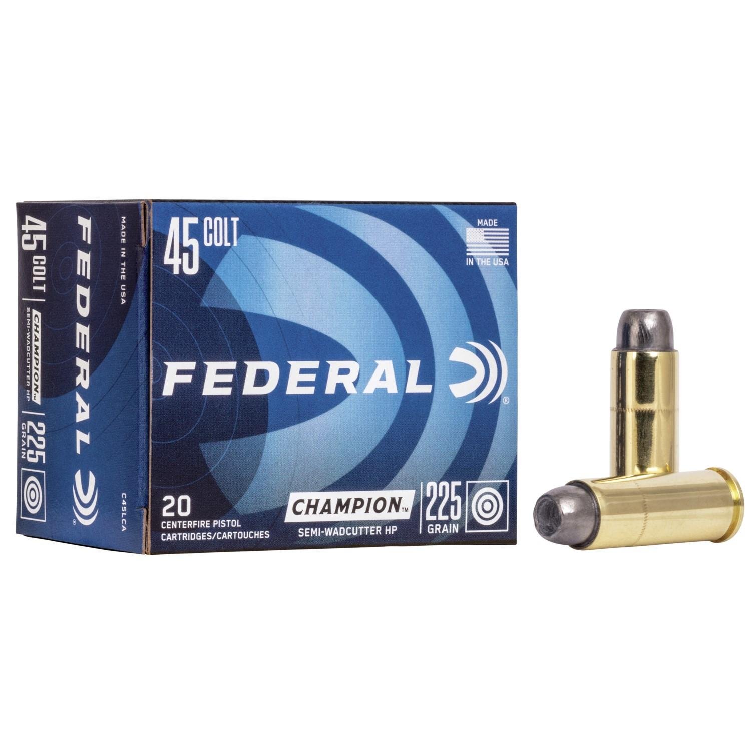 Federal C45LCA Champion Training 45 Colt (LC) 225 gr Semi-Wadcutter Hollow Point (SWCHP) 20 Per Box/ 25 Cs - Federal Premium Ammunition - SEMI WADCUTTER HOLLOW POINT