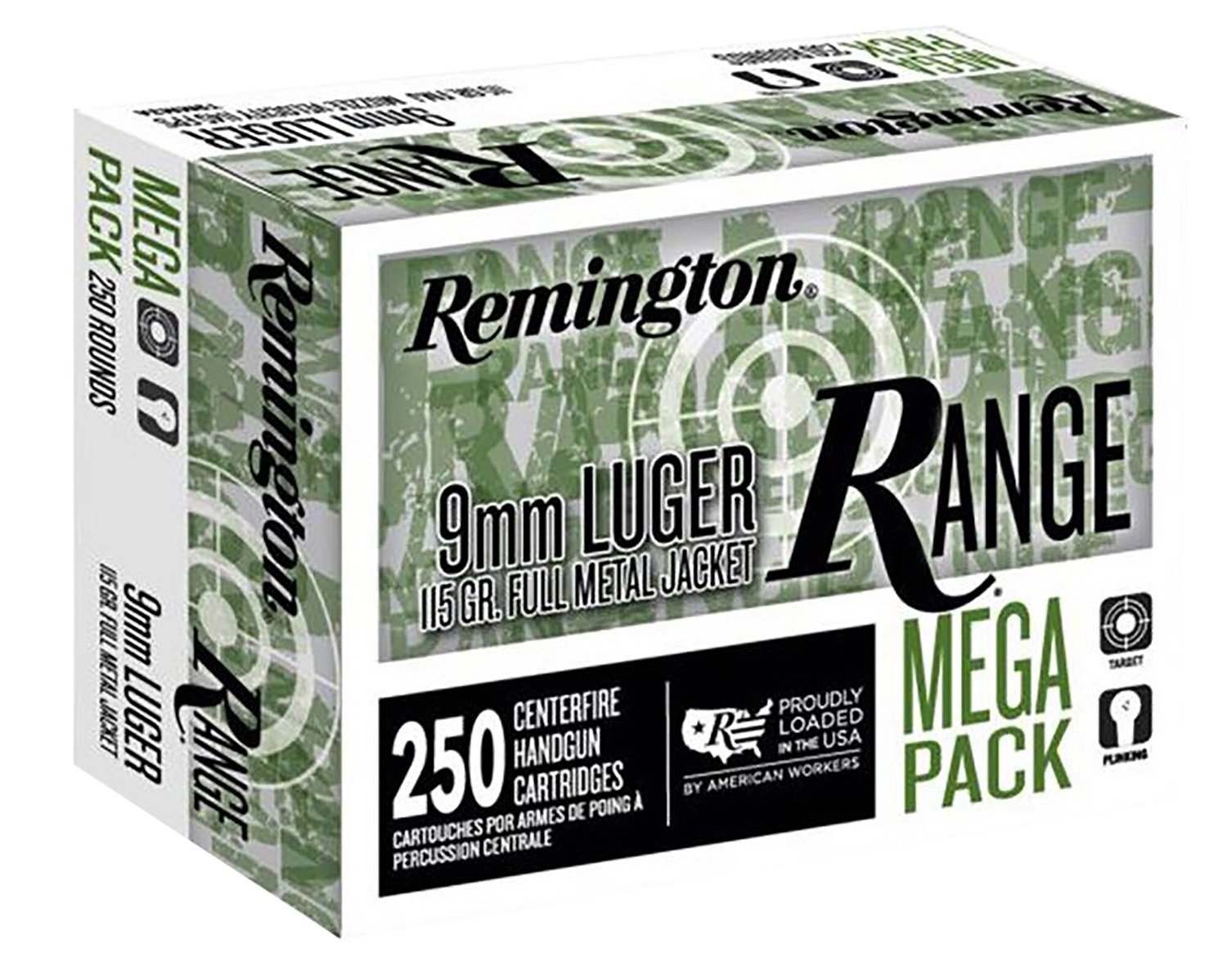 Remington R23965 9mm Luger 115gr Full Metal Jacket 250 Rounds Per Box
