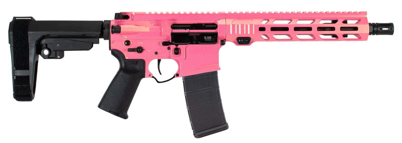 Alex Pro P130PR 5.56 Pistol 10.5" Pinkasaurus Rex, Nitride Barrel, SBA3 Brace - Alex Pro Firearms - 5.56 NATO