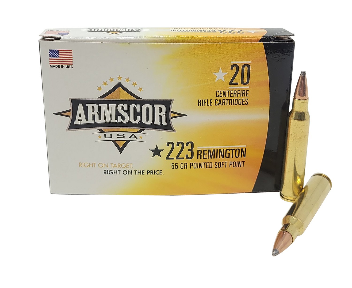Armscor .223 Rem 55gr PSP BT Ammo 20/box - Rock Island Armory - POINTED SOFT POINT