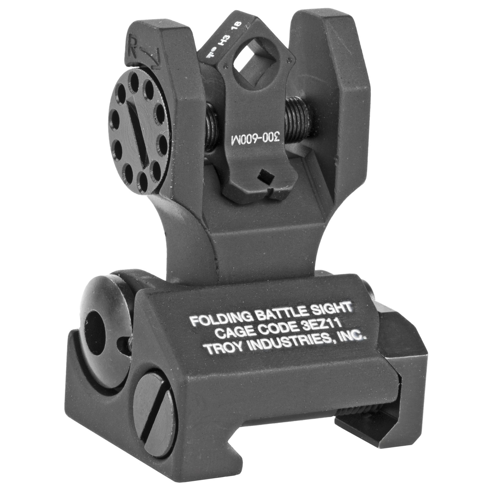 Troy SSIGFBSTTBT00 Tritium Rear Folding BattleSight Black Anodized AR-15