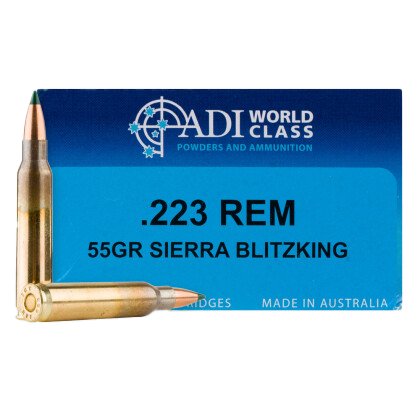 ADI ADI9332153003166 .223 Rem 55gr Sierra BlitzKing 20 Rounds Brass Cased