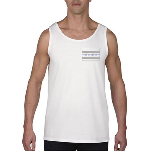 Buy Thin Blue Line Chicago Flag Graphic Tank Top White Sleeveless online