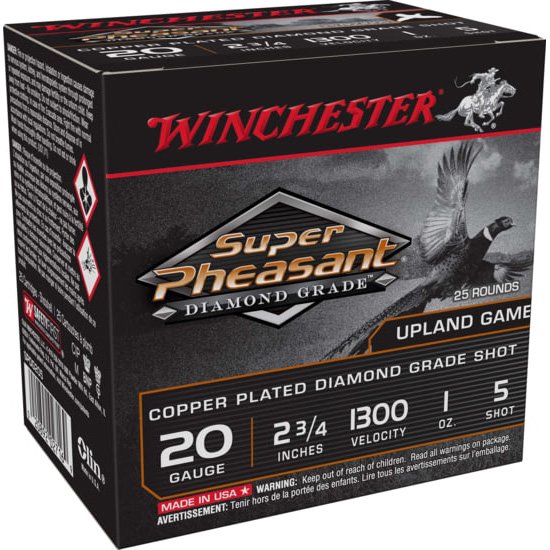 Winchester Ammo SPDG205 Super Pheasant Diamond Grade 20 Gauge 2.75" 1 oz 1300 fps 5 Shot 25 Bx/10 Cs - Winchester - 20 GAUGE