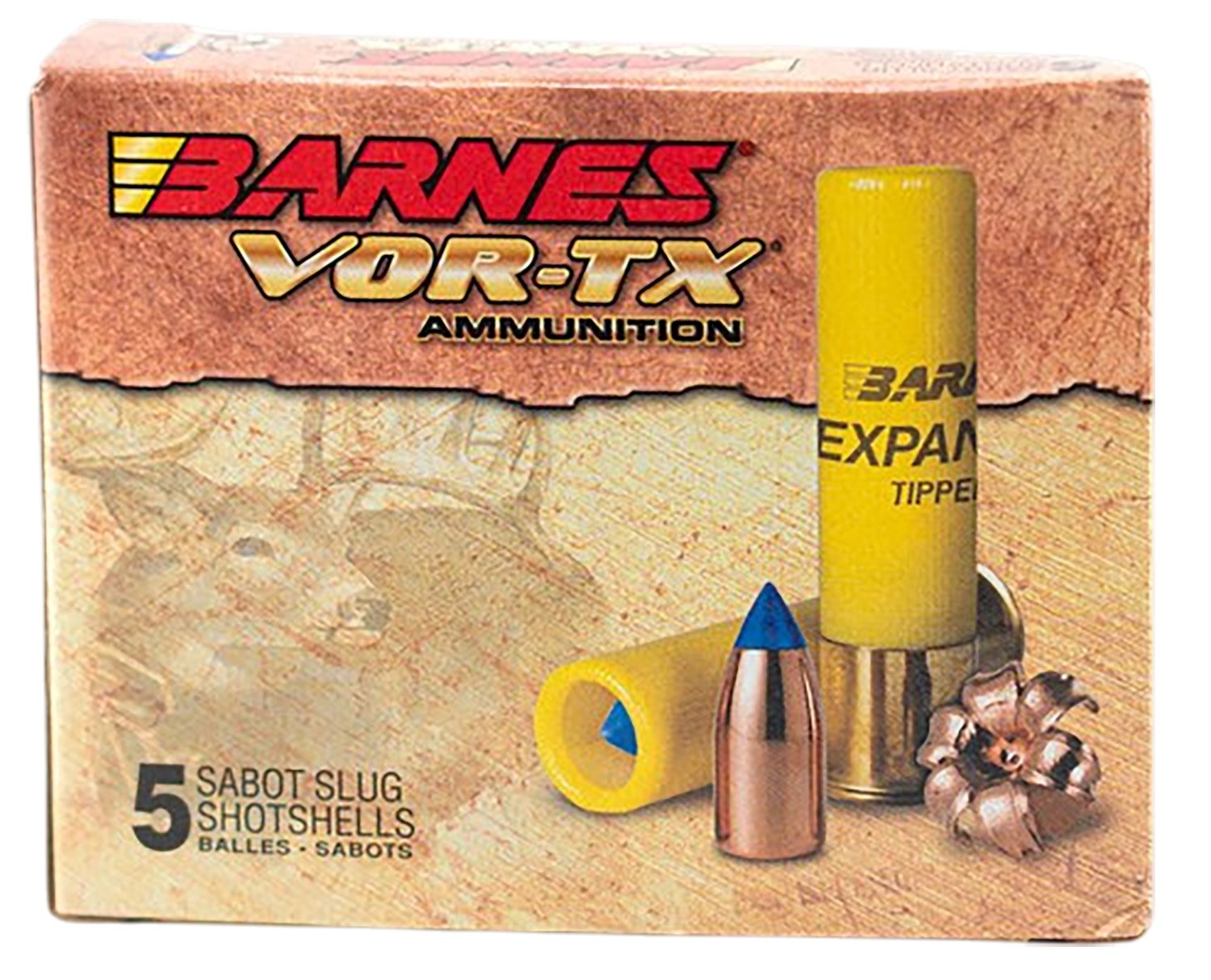 Barnes 20735 VOR-TX 20 Gauge, 2.75 Inch, 250 Grains, Expander Tipped Slug, 5 Rounds, High Velocity - Barnes Bullets - 20 GAUGE
