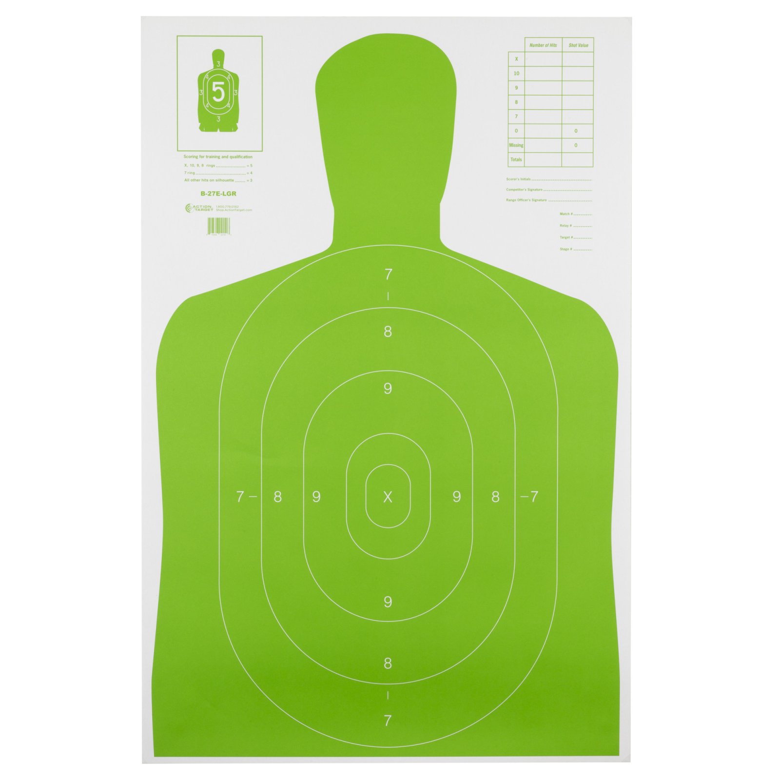 Action Target B27ELGR100 Qualification High Visibility Silhouette Paper...