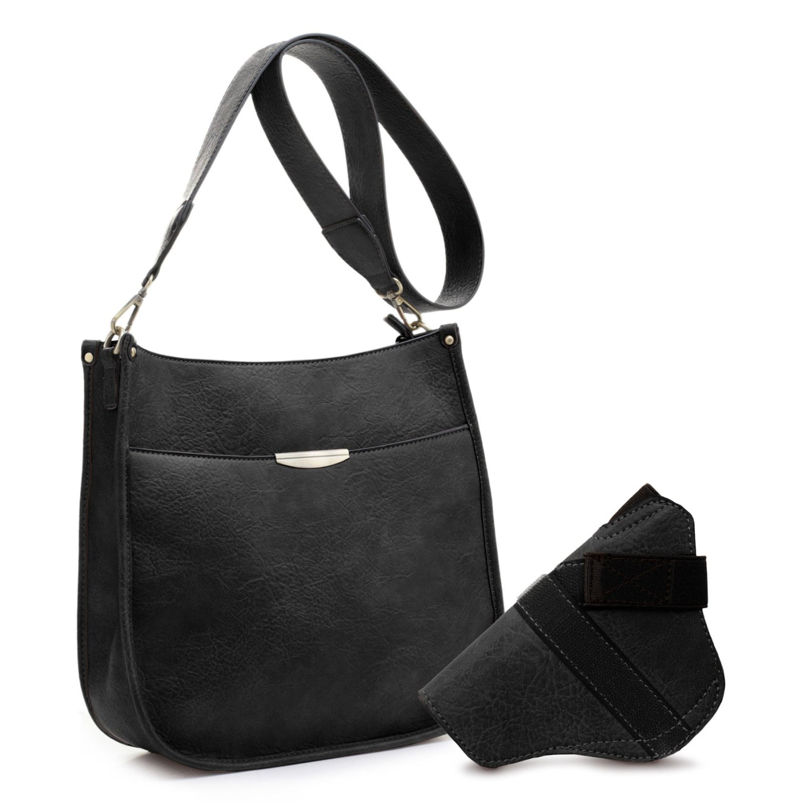 JESSIE & JAMES AVA CONCEALED CARRY LOCK AND KEY CROSSBODY HANDBAG 11 H X 11.5 W X 2.75 D ( BLACK )