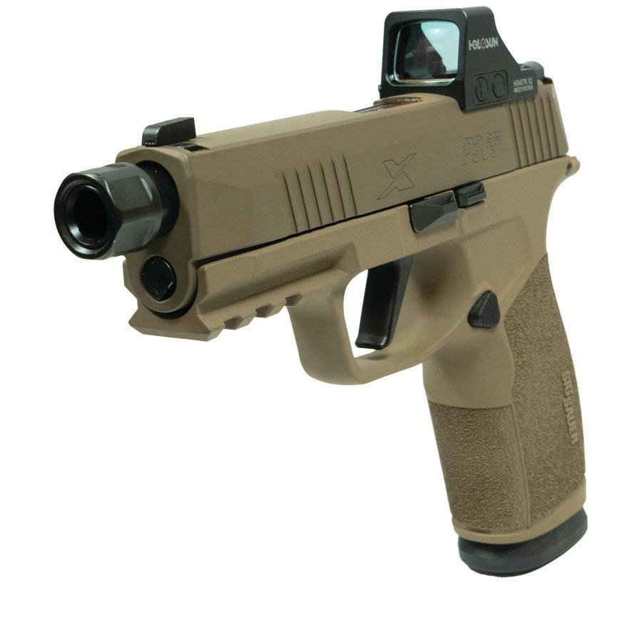 Sig P365 XMacro Handgun 9mm Luger 17rd Magazines (2) Threaded Barrel Two-Tone Tan XSeries Slide with Optic