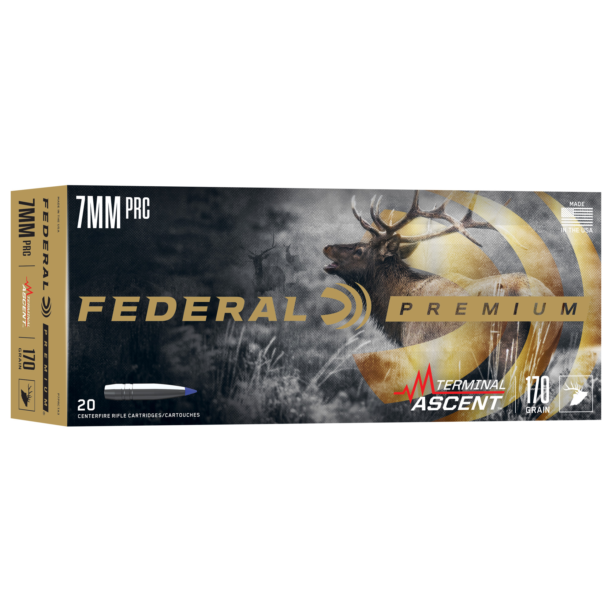 Federal Premium Terminal Ascent 7mm PRC 170 Grain Brass Cased Rifle Ammunition - 20 Rounds