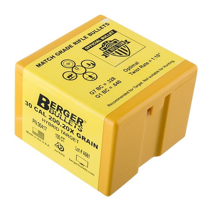 30 Cal 200.20x Hybrid Target (500 ct) Bullets - Berger Bullets - 30 CALIBER
