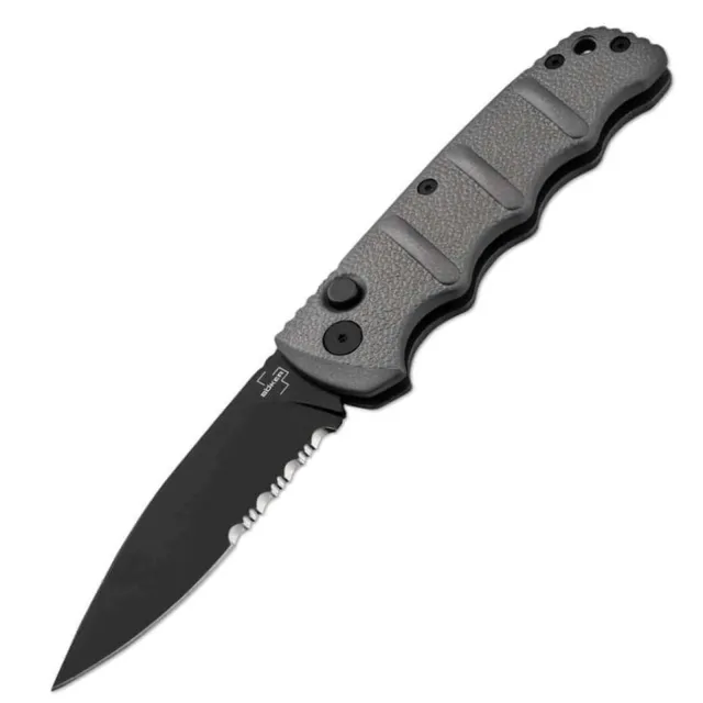 Buy BOK KALS 3.35/SERR/PLN/DRP/BLK GREY ALUMIUM HANDLE BOKER PLUS KALS BLK/GREY SER. D2, Alumium , Grey, Button Auto online
