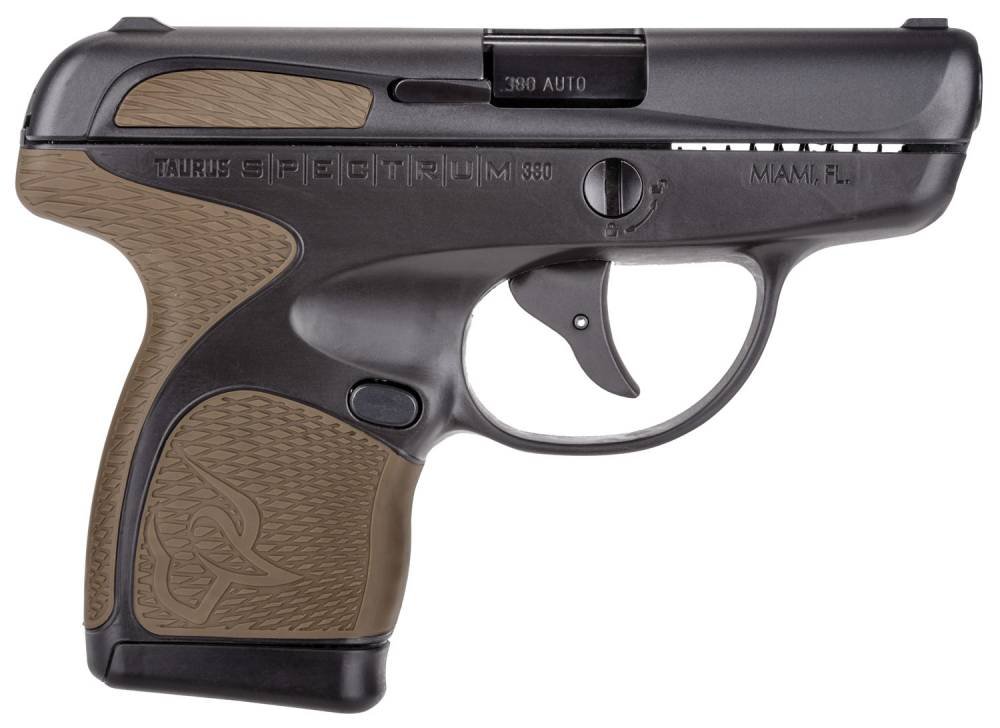 Taurus S007031119 Spectrum 380 Automatic Colt Pistol (ACP) Double 2.80" 6+1/7+1 Black Polymer Frame Flat Dark Earth Synthetic Grip Black Carbon Steel Slide