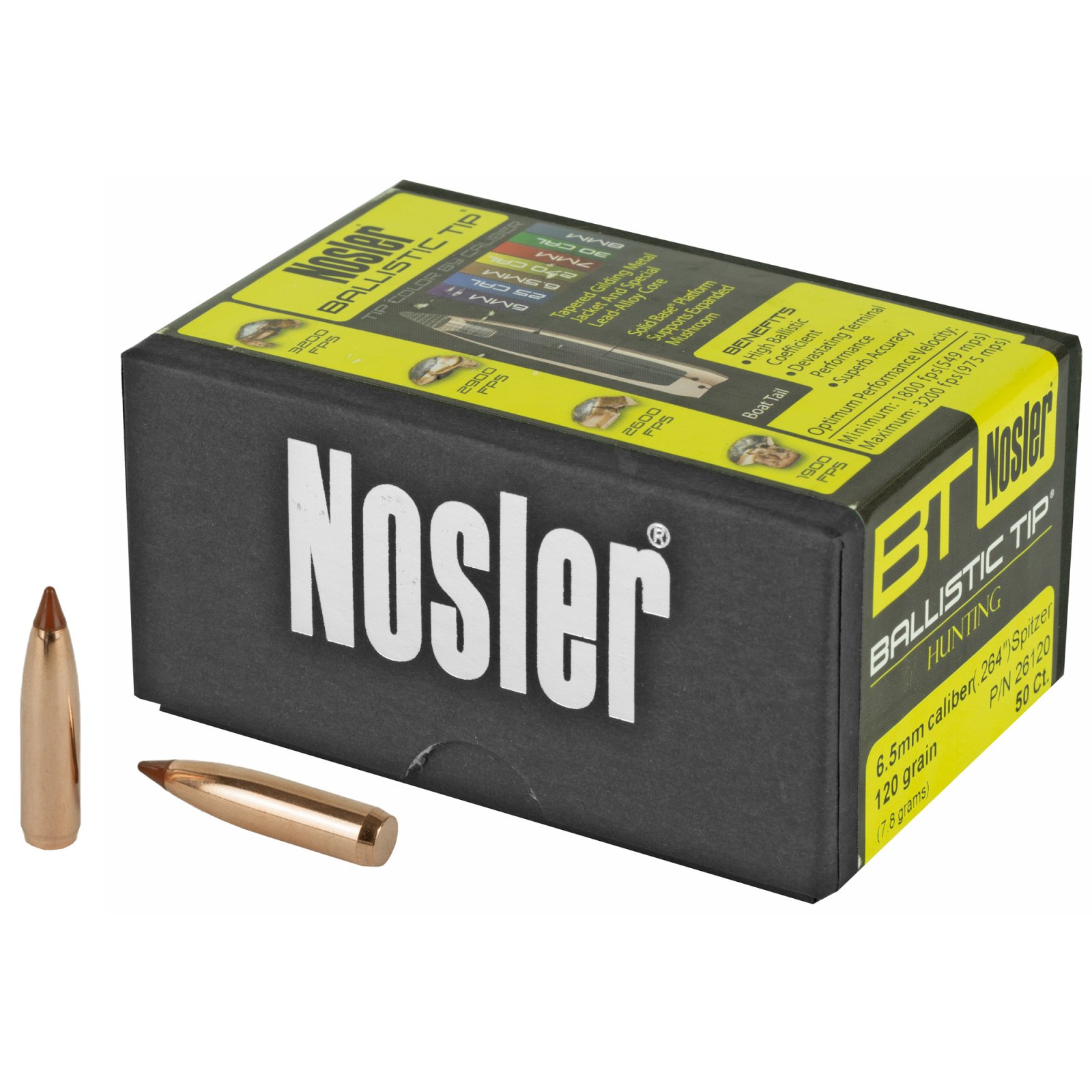 Buy Nosler 6.5mm/264 Caliber 120 Grains Spitzer Ballistic Tip (Per 50) 26120 online