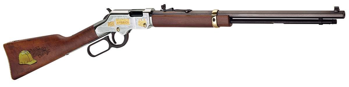 Henry Golden Boy American Construction Industry Tribute Edition Rifle .22 S/L/LR 16rd Capacity 20 Octagon Barrel Engraved Wood Stock - Henry Repeating Arms - 22 LR