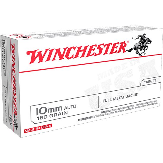 Buy Winchester Ammo USA10MM USA Target 10mm Auto 180 gr Full Metal Jacket Flat Nose (FMJFN) 20 Per Box/ 10 Cs online