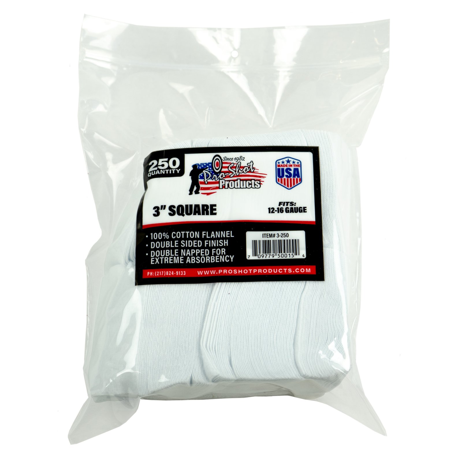 Buy Pro-Shot 3 Square 100% Cotton Patches 250/ct online