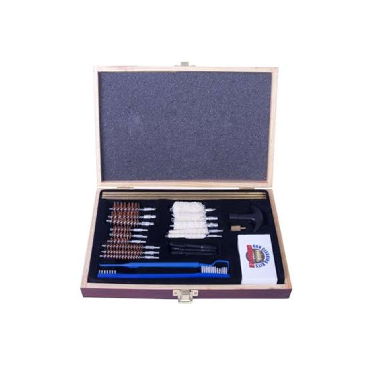 Gunmaster UGC 56W Universal Cleaning Kit, Wooden Case, .22 Cal+, 30 Pc