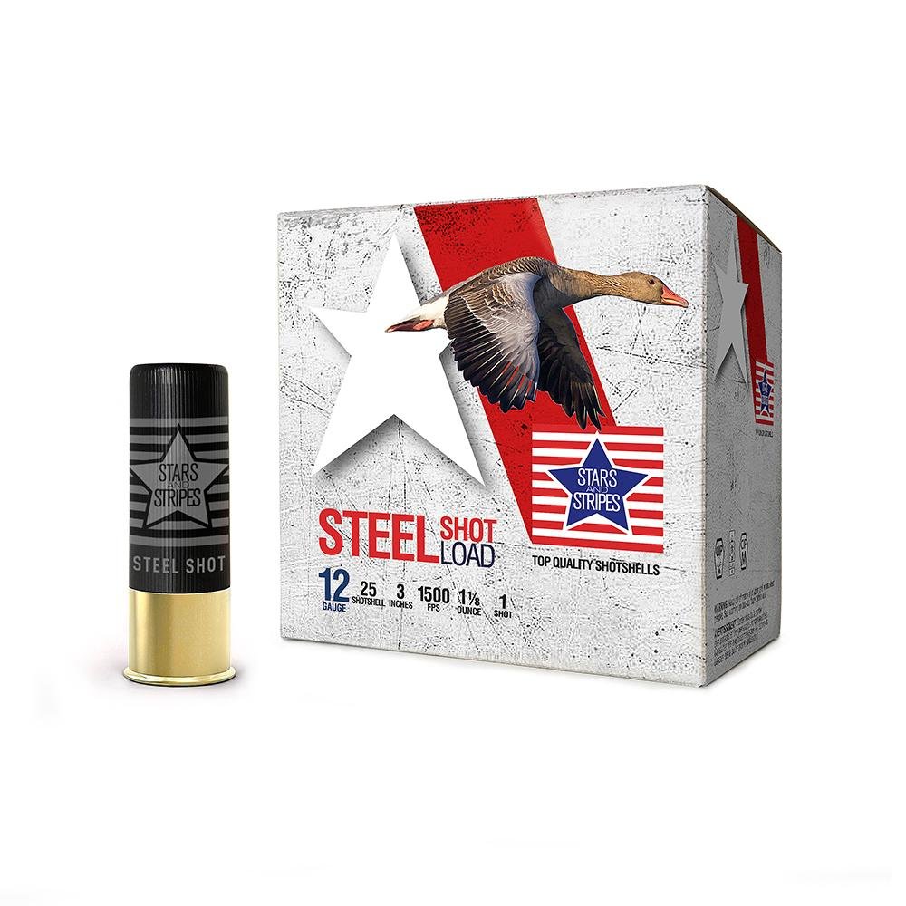 PPU Stars & Stripes Steel Shotshell 12ga 3"  1-1/8 oz 1500 fps #1 25/ct