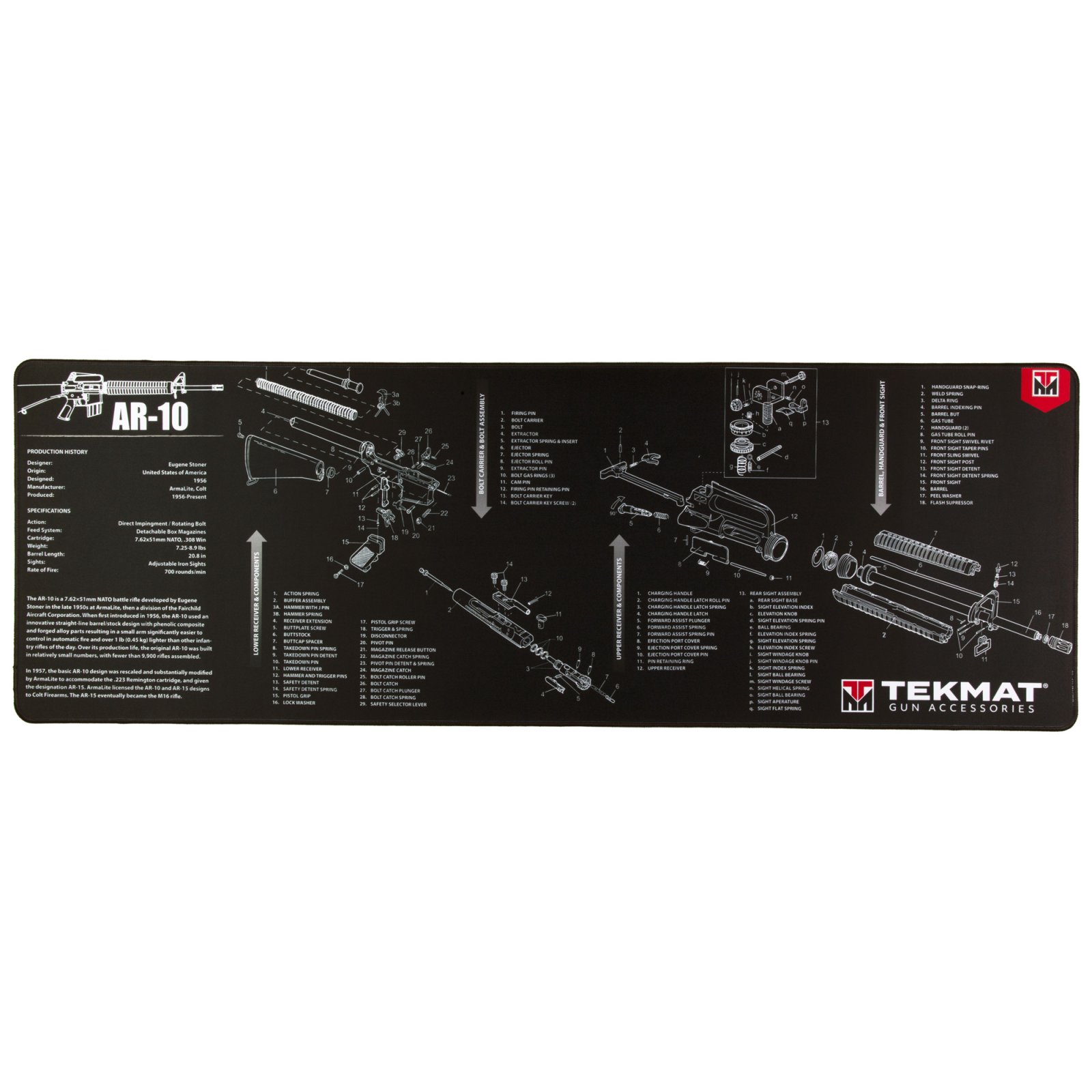 TekMat TEKR44AR10 AR-10 Cleaning Mat Black/White Rubber 15"x44"...