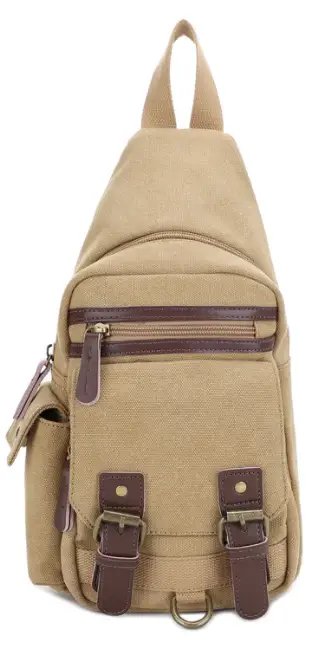 JESSIE & JAMES SHASTA CANVAS/LEATHER CCW SLING BAG 8.5 H X 5.5W X 2 D ( KHAKI ) - Jessie & James Handbags