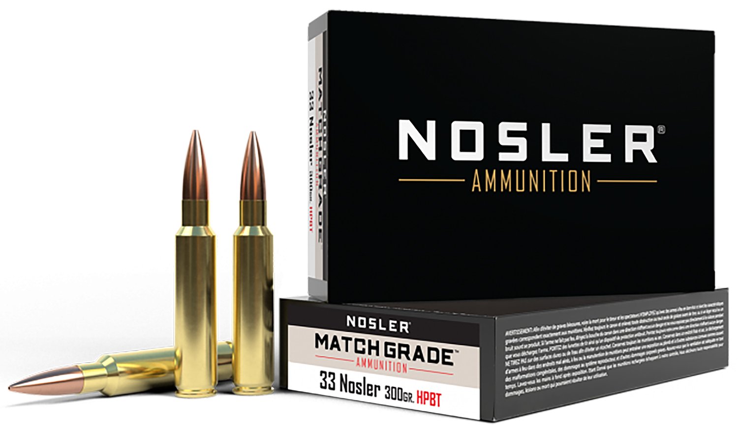 Nosler 60031 33 Nosler 300 gr CC 2550 fps 20 Rounds Match Grade Ammo - Nosler - CUSTOM COMPETITION HOLLOW POINT BOAT TAIL