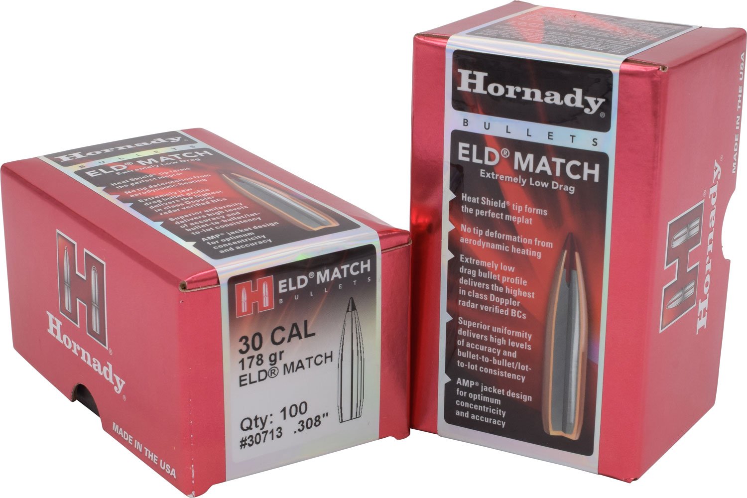 Hornady 30713 ELD Match Target 30 Cal .308 178 gr Extremely Low Drag-Match (ELD-M) - Horn Hunter - 30 Caliber