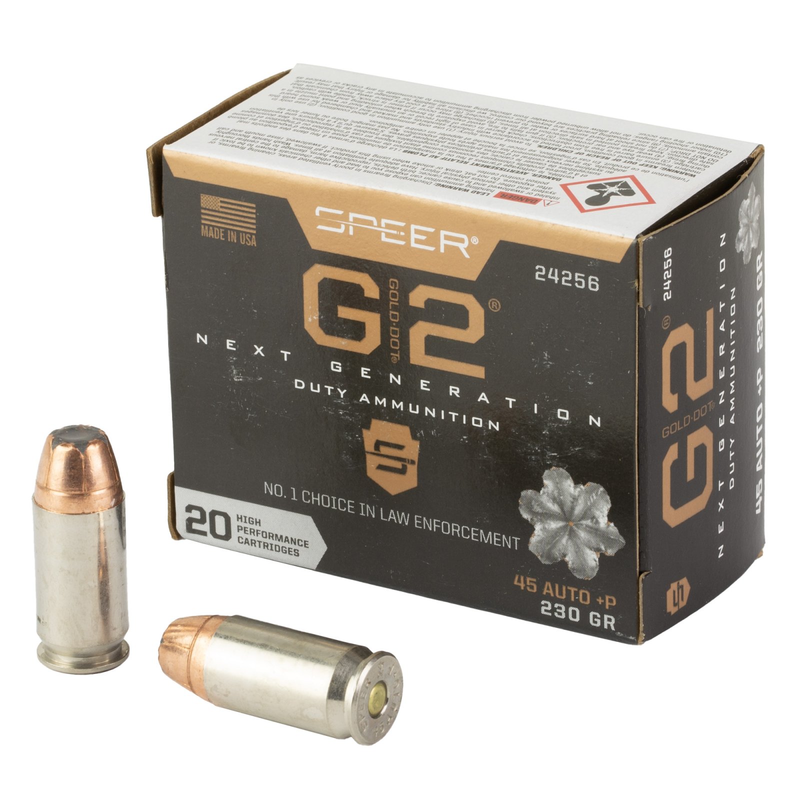 Speer 24256 Gold Dot G2 45ACP+P 230gr 20 Per Box/10 Case - Speer - 45 Auto