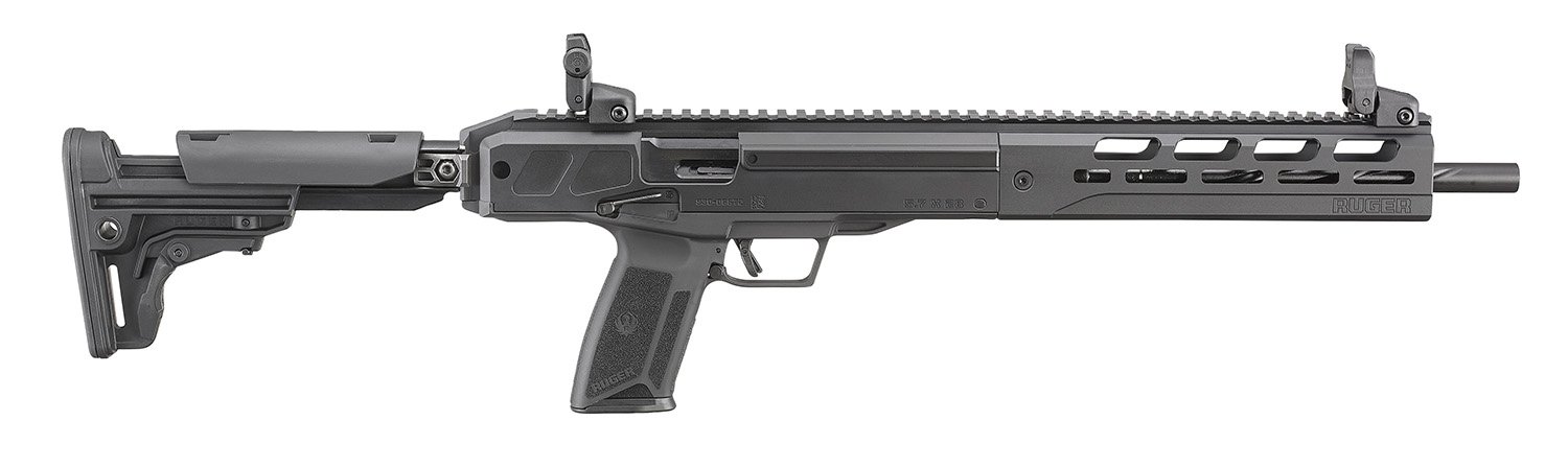 Ruger LC Carbine 5.7x28mm 16.25" 10+1 Black Fixed Stock OEM Flip-Up - Ruger - 5.7 x 28mm