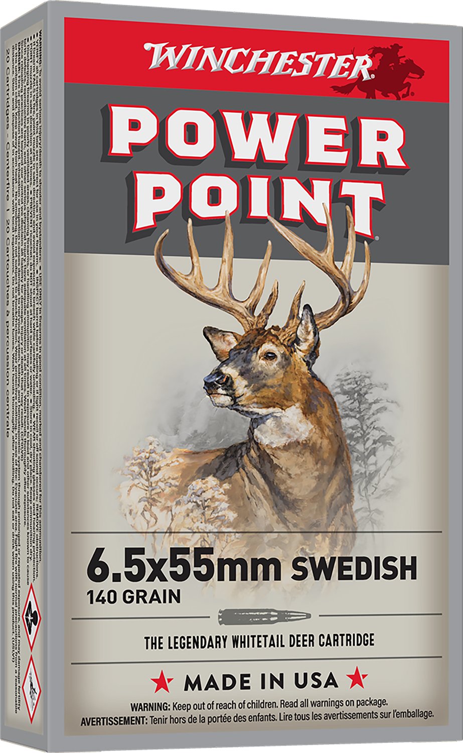 Winchester 6.5x55 Swedish 140gr Power Point Ammo 20 Rnd Box - Winchester - POWER POINT