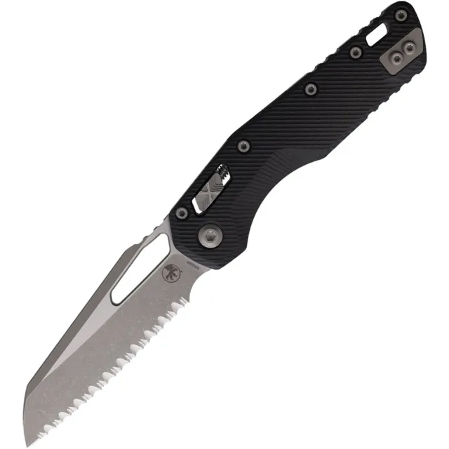Microtech MSI 3.88 In Wharncliffe Full Serrated Apocalyptic Black G-10