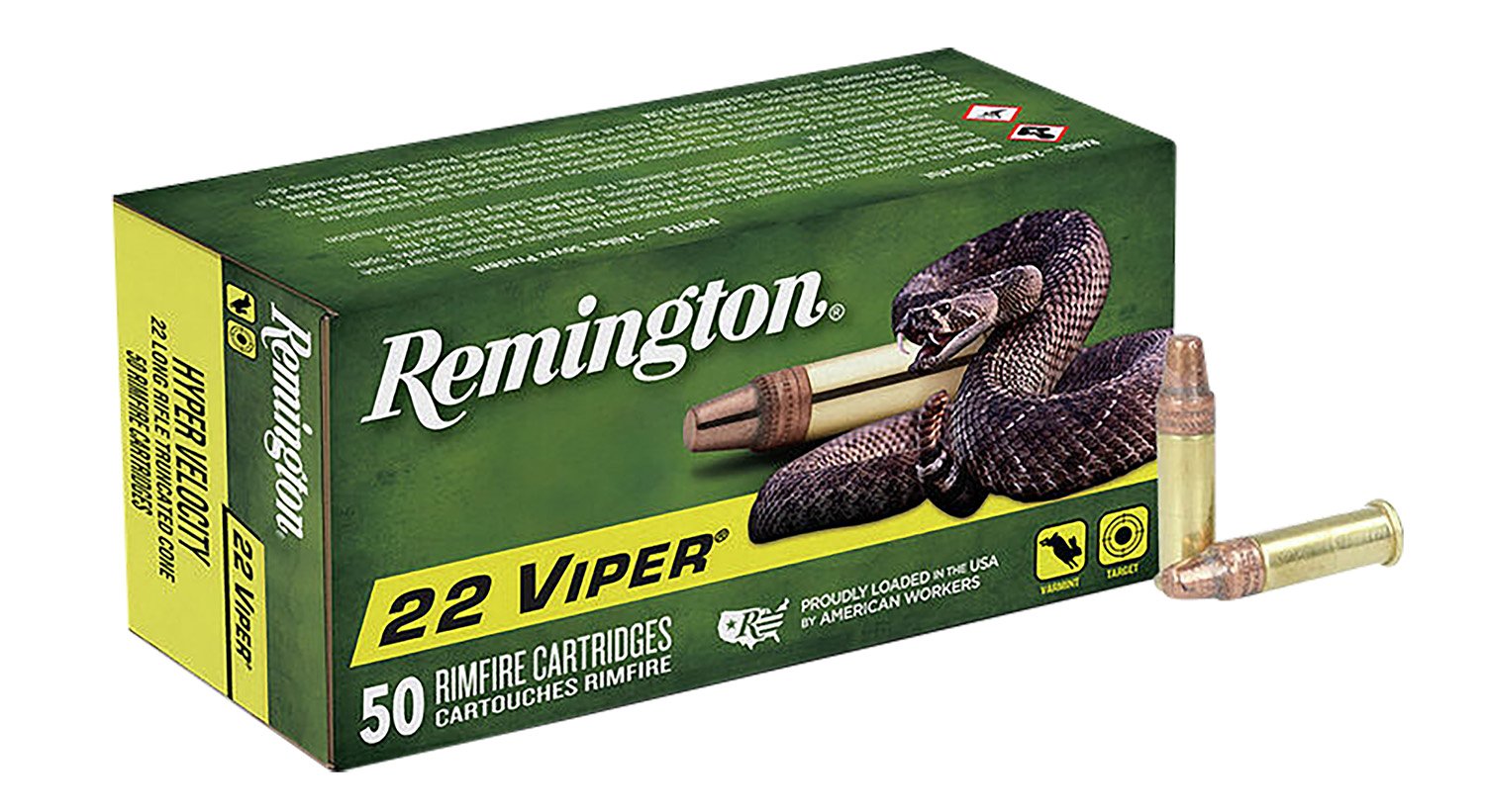 Remington Viper 21080 Rimfire Ammo: 22 LR, 36 Grain, TCSB, Brass, High Velocity, 50 Pack