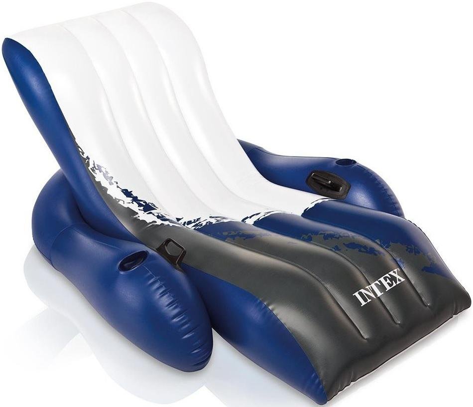 INTEX 58868EP 18GA Vinyl 71 In x 53 In Floating Recliner, 2 Cup Holders