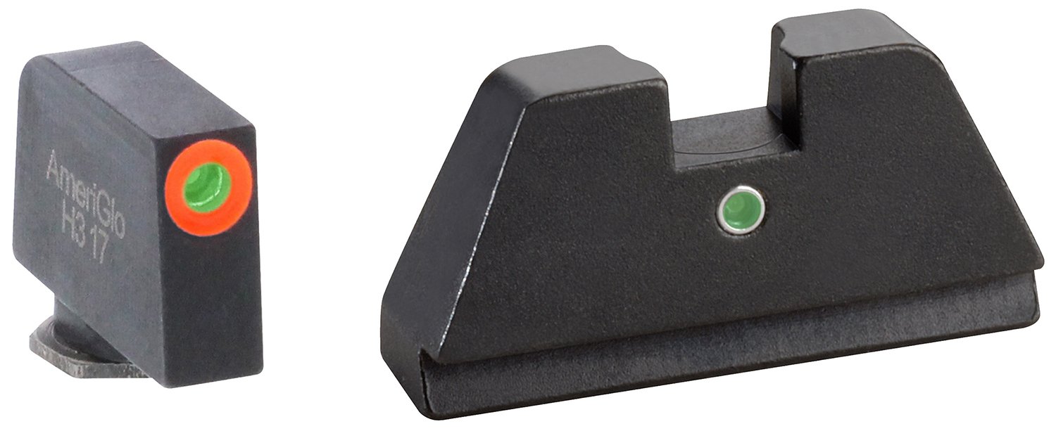 AmeriGlo GL291 Optic Sight Set Glock XL Tall Green Tritium Orange Outline - AMER - STEEL