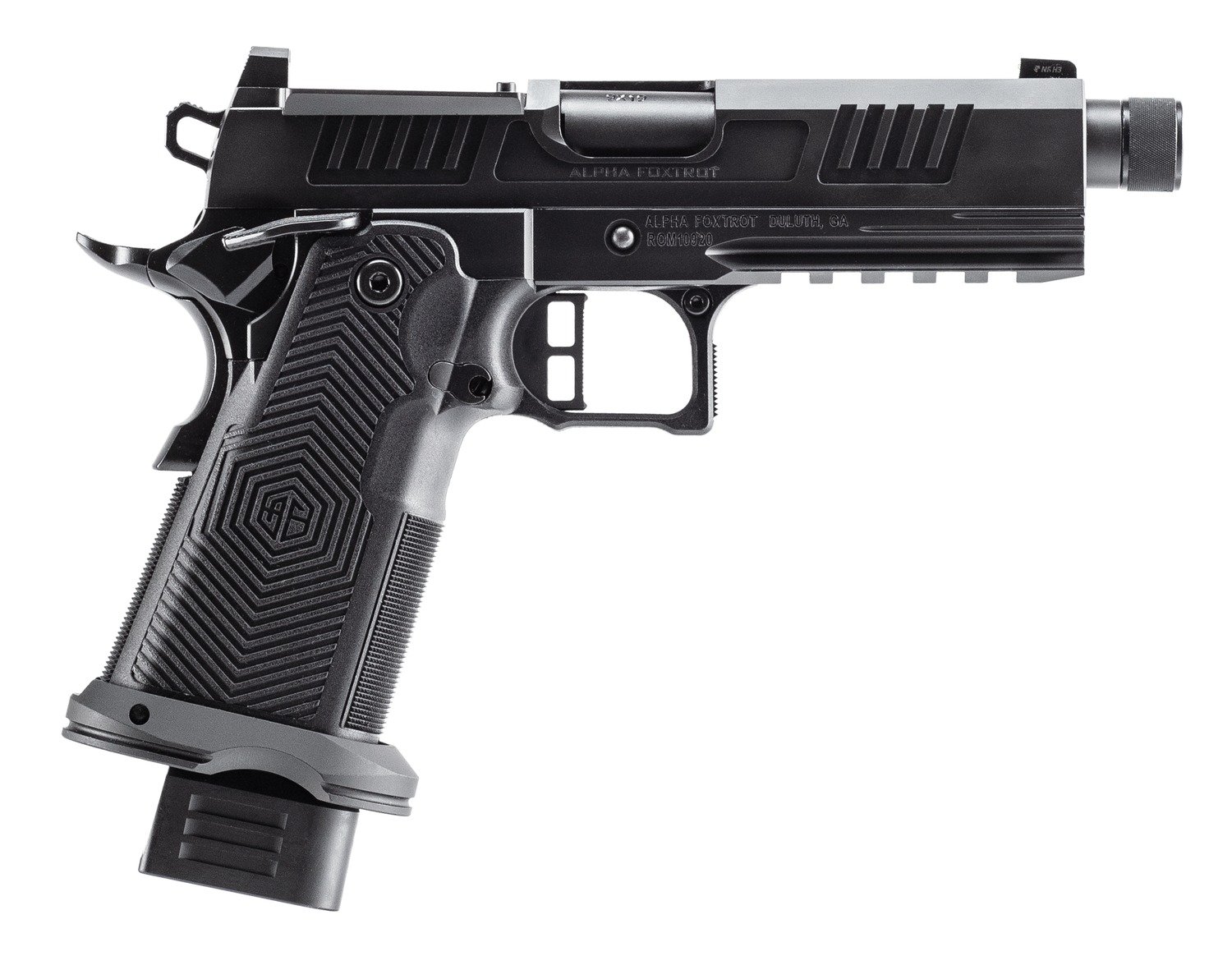 Alpha Foxtrot AF1911-Romulus 9mm 4.25" Threaded DLC Black