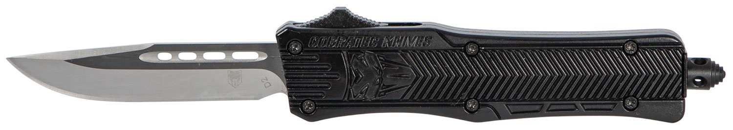 CobraTec SBCTK-1SDNS 2.75" Drop Point OTF Knife, D2 Steel, Black Handle