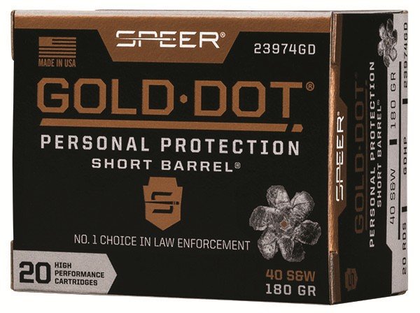 Speer 23974GD Gold Dot 40 S&W 180gr HP Short Barrel Ammo 20 Rounds - Speer - 40 S&W