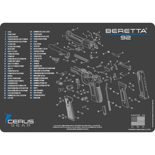 CERUS GEAR BERETTA 92 SCHEMATIC CHAR GRAY