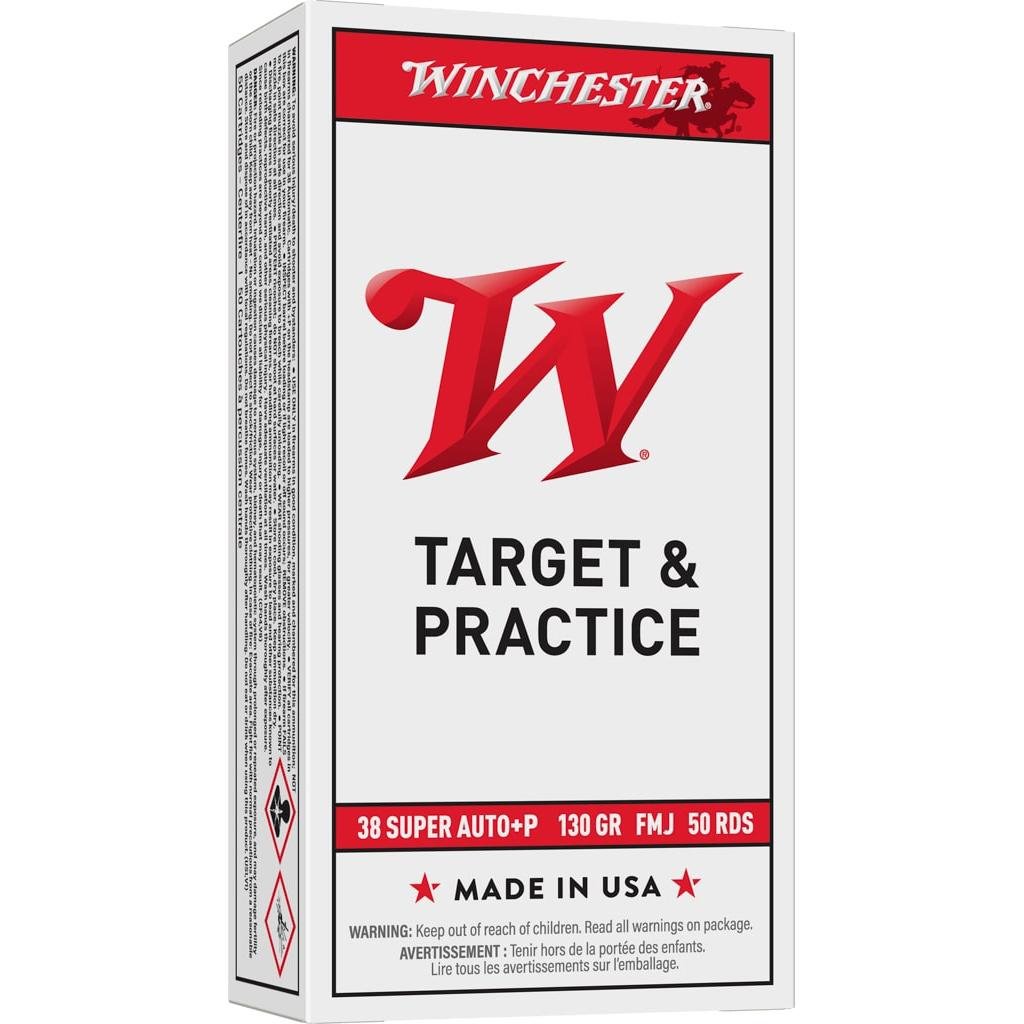 Winchester USA 38 Super +P 130gr FMJ Ammo 50 Rounds Q4205