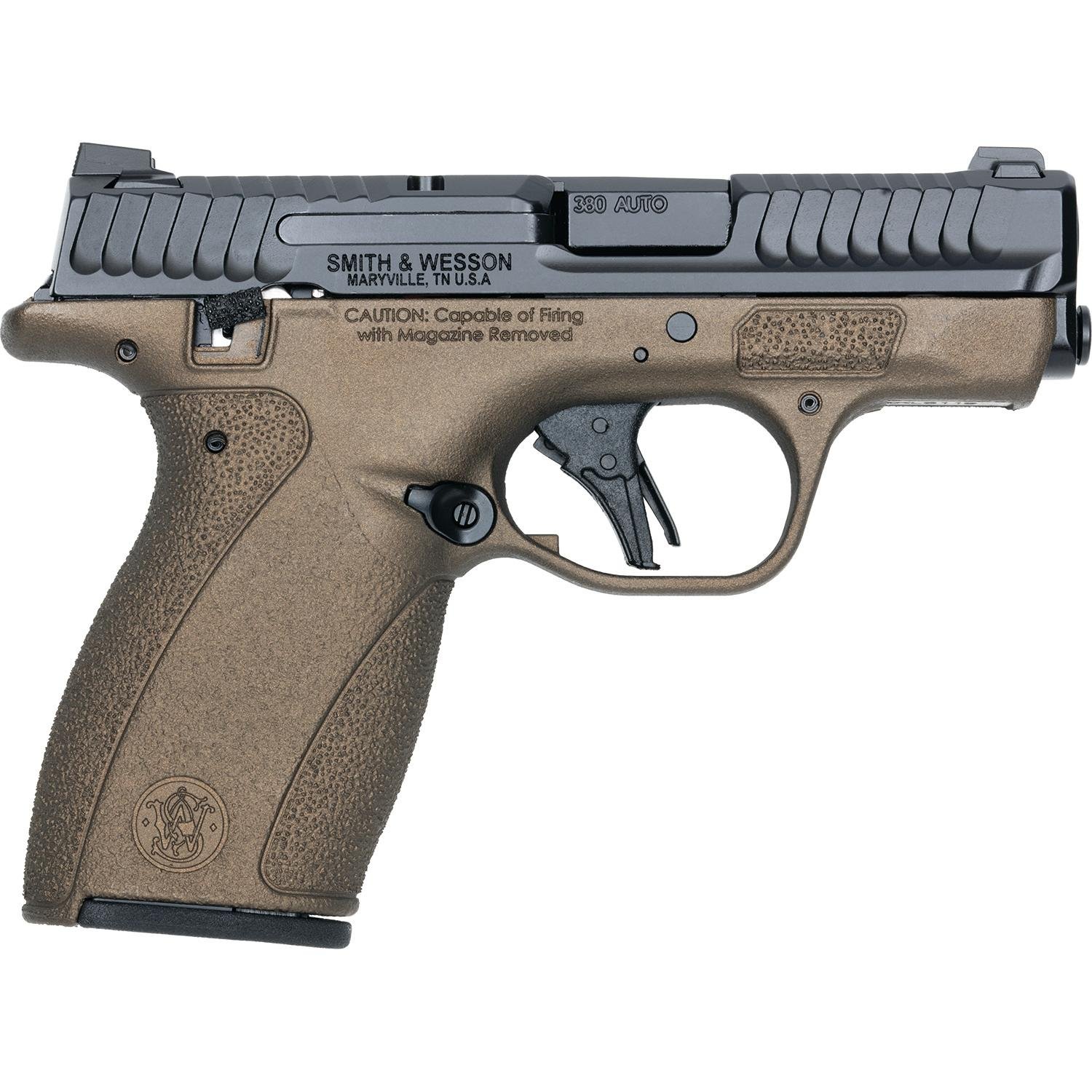 S&W Exclusive Mid-Bro M&P Bodyguard 2.0 No Thumb Safety Handgun .380 Auto 10(1)&12(1)rd Magazines 2.75 Barrel Midnight Bronze Grip - Smith & Wesson - 380 AUTO