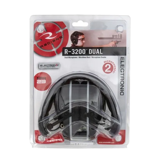 Radians Dual Microphone Electronic Earmuff 23dB Black RFID - Radians