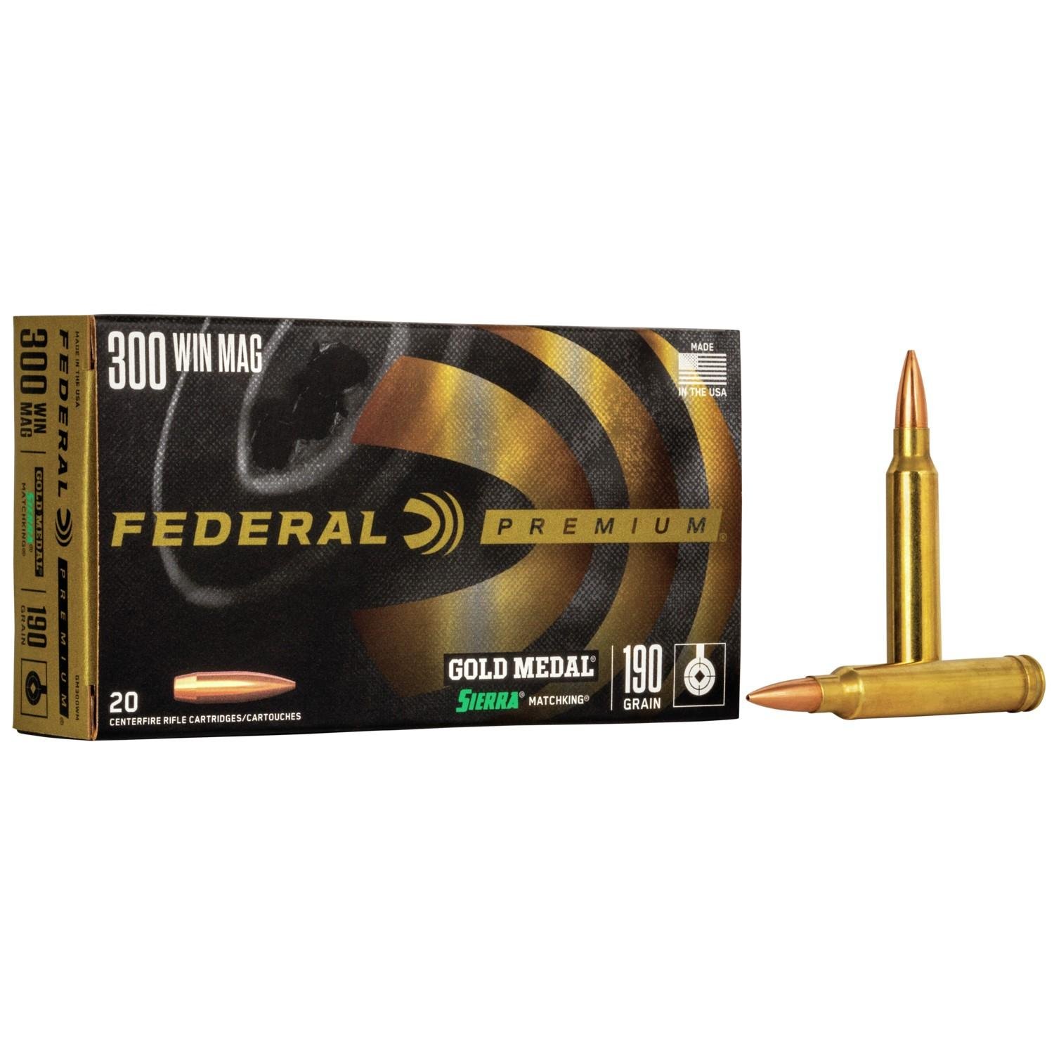 Federal Gold Medal 300 Win. 190 Grain Sierra MatchKing BTHP 20rd Box Ammo