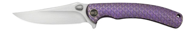 Dracarys Flipper & Thumb Stud Knife Purple & Golden Titanium Handle (3.58"" Hand Rubbed Satin Bohler M390 Blade)