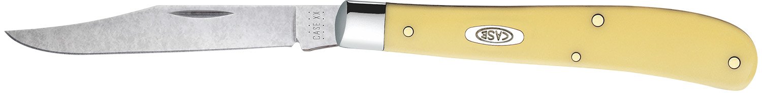 Case Barehead Slimline Trapper Folding Knife 3.25" Clip Point Blade Yellow Handle