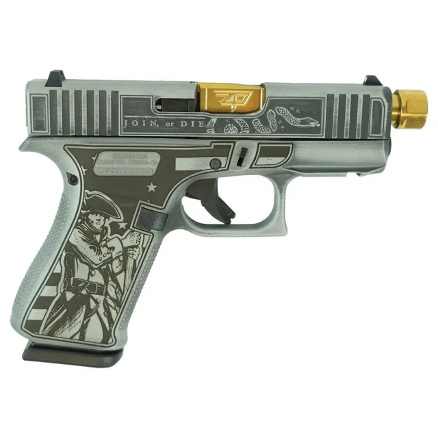 Glock UX4350201FR 43x 9mm 10rd 3.9" Gold Barrel Engraved Slide USA Made - Glock - 9mm Luger for sale at TheGunDock